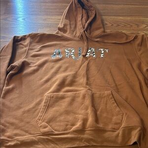 Ariat Tan Hoodie Real Cow Hooded Kangaroo Sweatshirt Women’s Size XXL